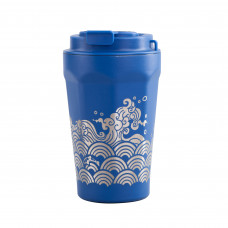 Термостакан Legend_Волны 390 мл с индикацией температуры, покрытие пудра, синий Термостакан Legend_Волны 390 мл с индикацией температуры, покрытие пудра, синий